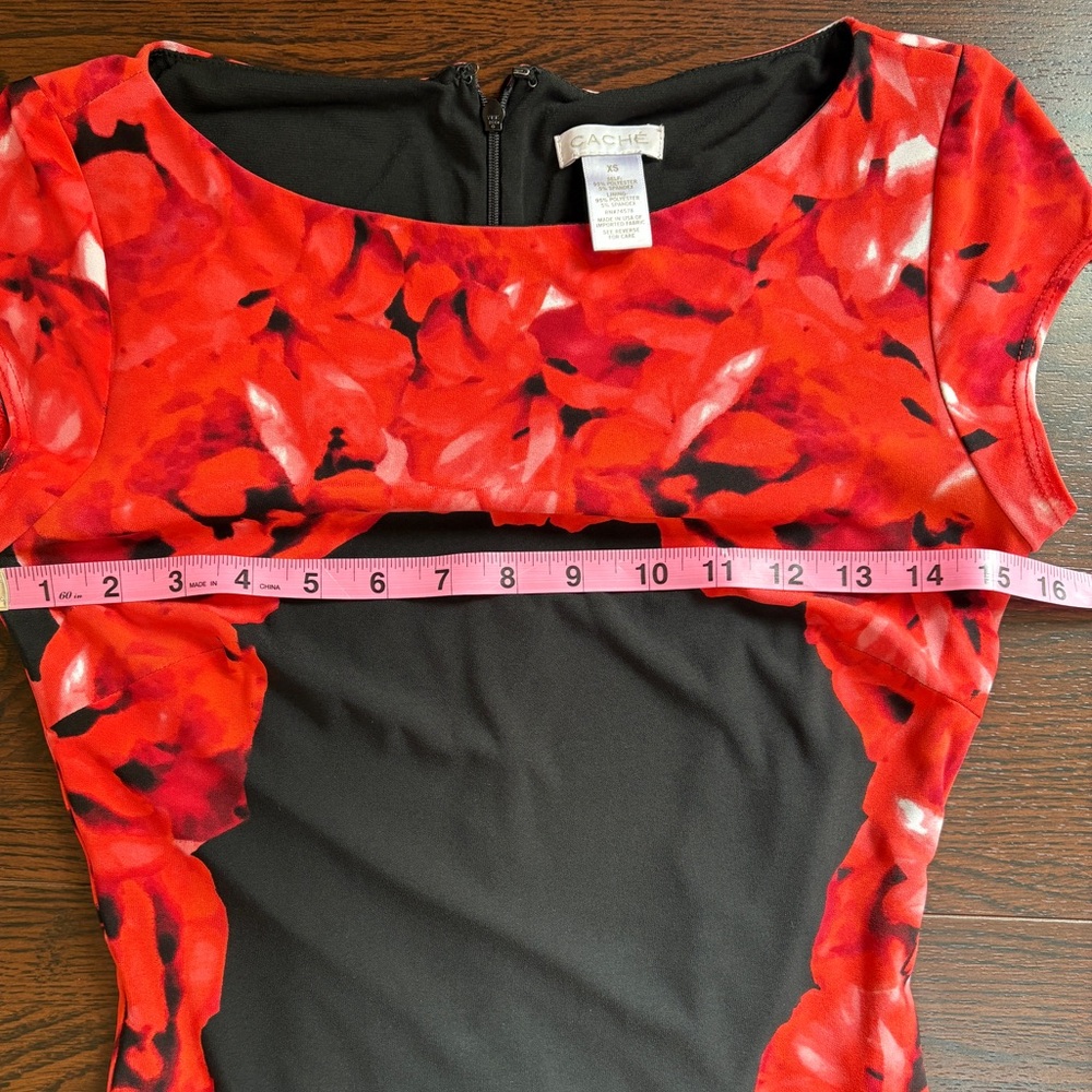 Cache Black and Red Floral Mini Dress - Picture 3 of 6